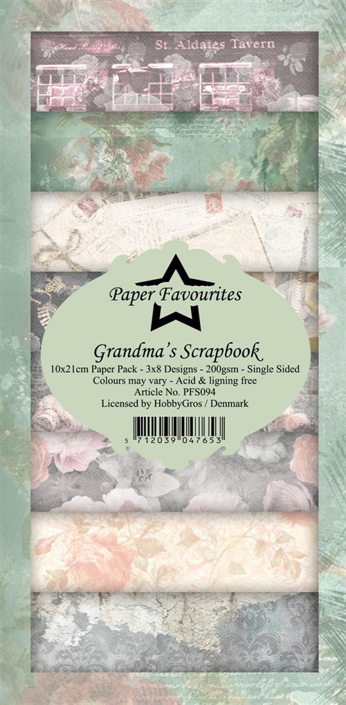 Paper Favourites slimcard Grandmas scrapbook 3x8design 10x21cm 200g
